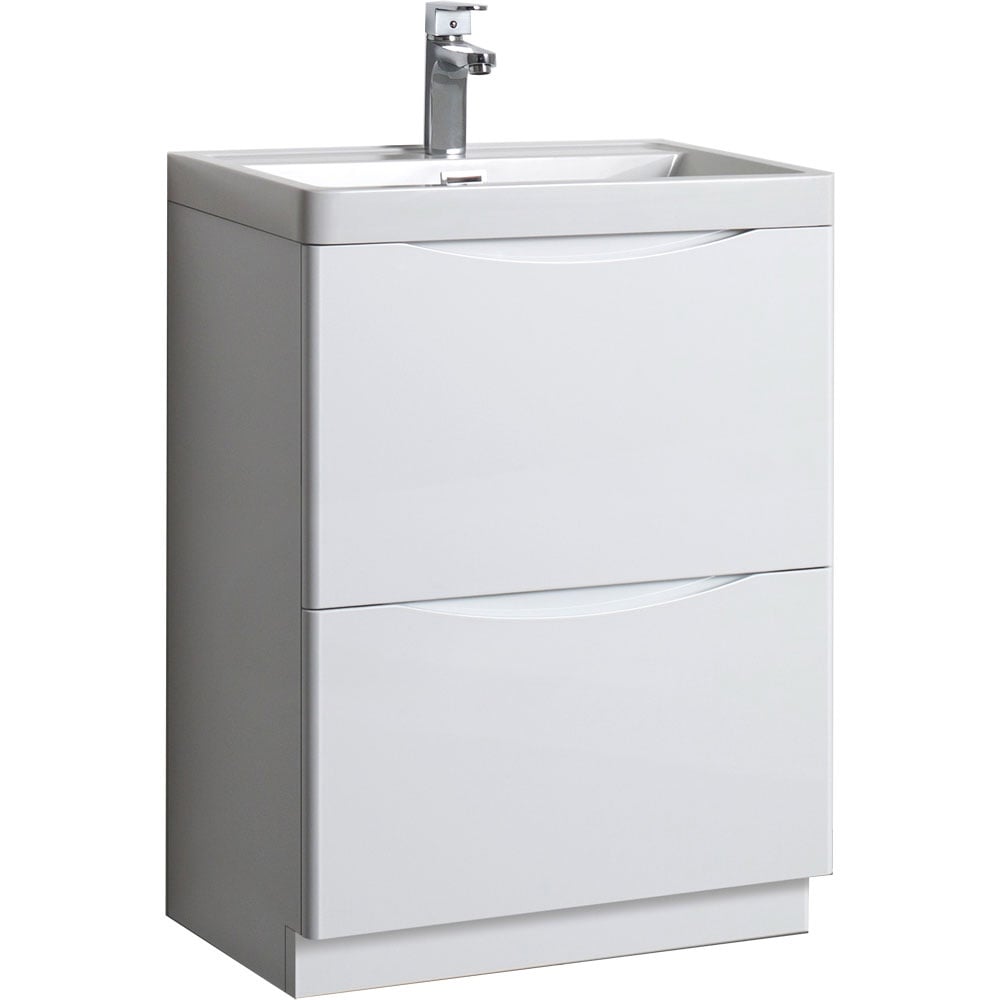 Astini Naples Smile White Floor Standing 600mm Two Drawer Vanity Unit