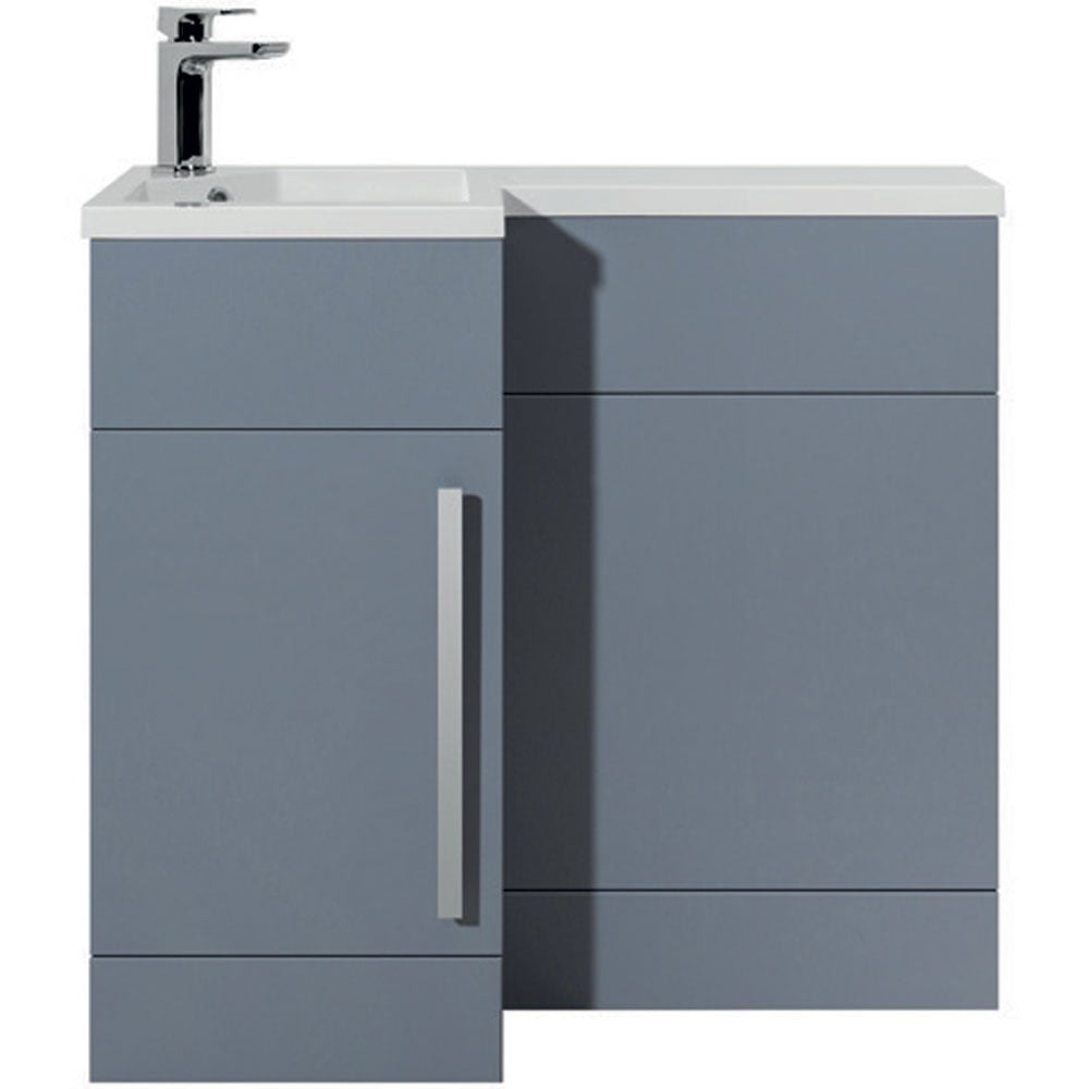 Astini Verona Tailored Grey 1 Door WC Vanity Unit Chrome Handles & Left Basin
