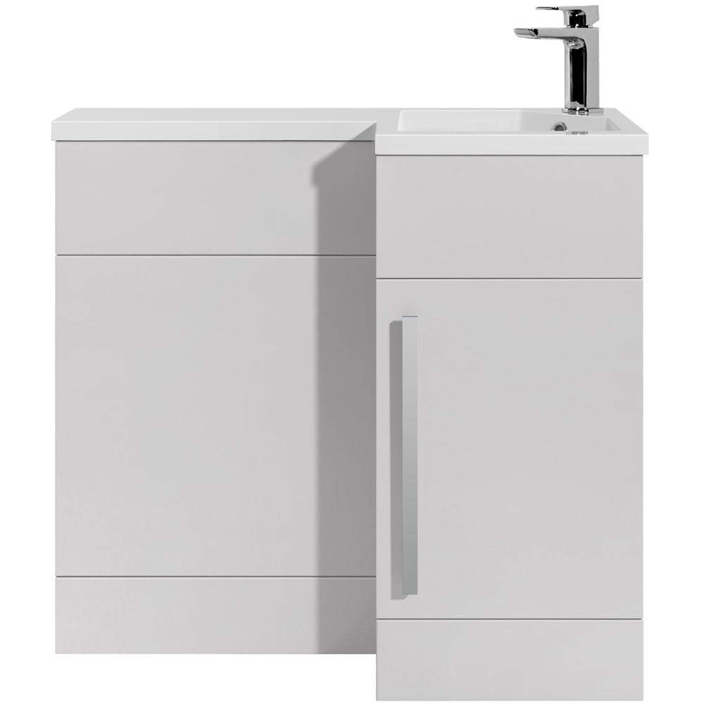 Astini Verona White 1 Door WC Vanity Unit Chrome Handles & Right Basin