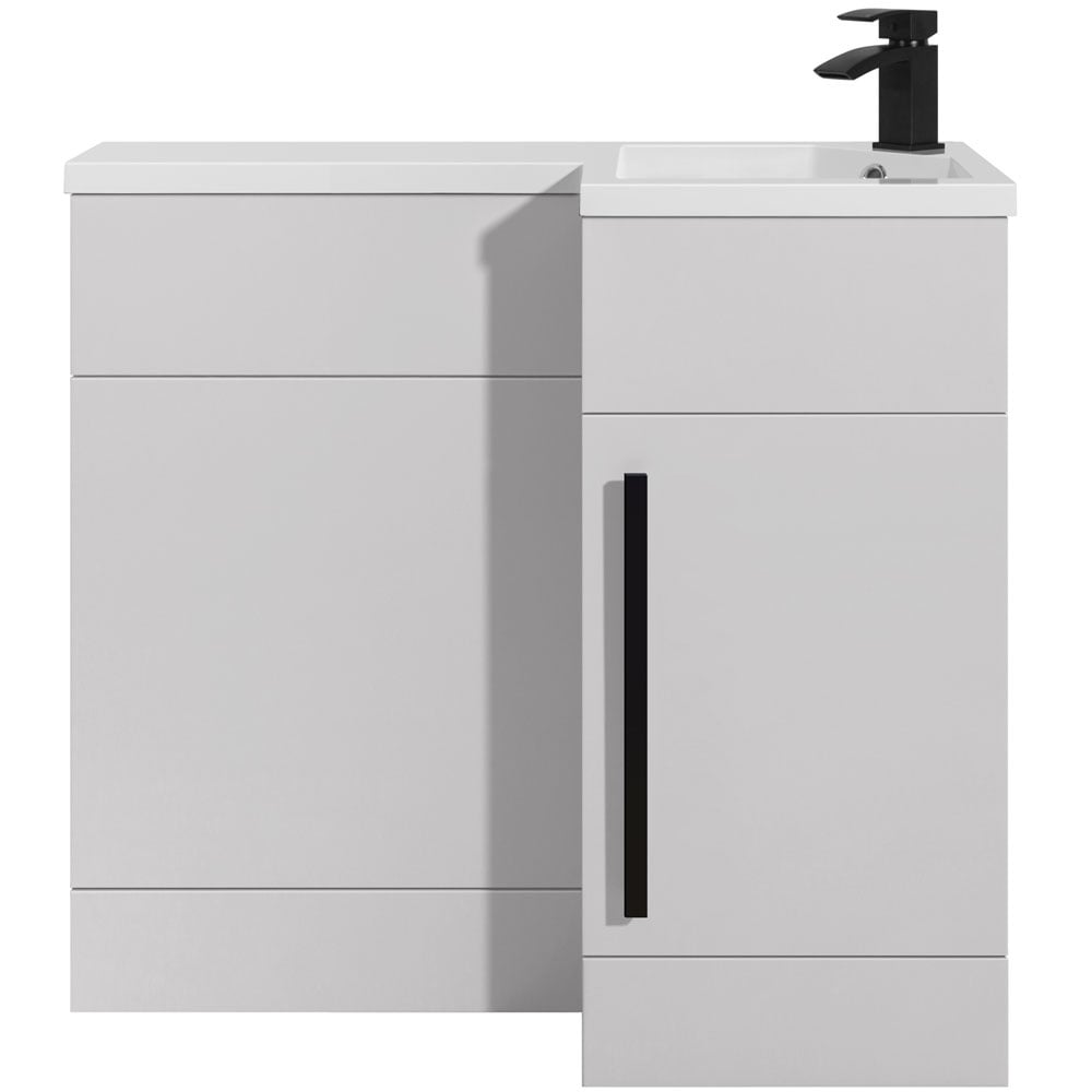 Astini Verona White 1 Door WC Vanity Unit Black Handles & Right Basin