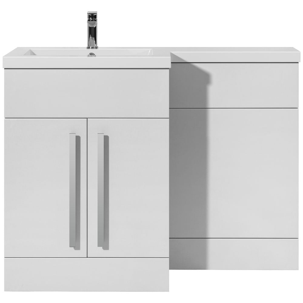 Astini Sorrento White 2 Door WC Vanity Chrome Handles & Left Basin