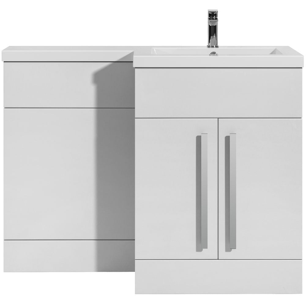 Astini Sorrento White 2 Door WC Vanity Chrome Handles & Right Basin