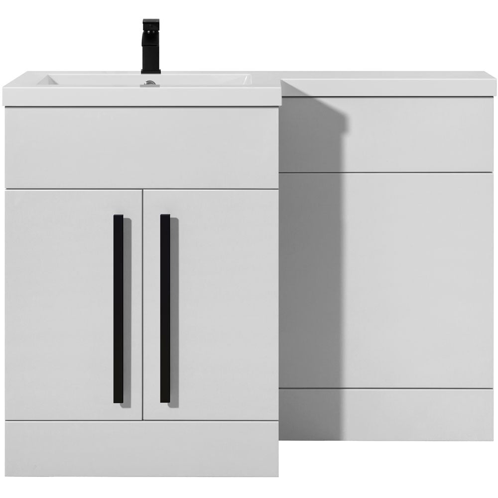 Astini Sorrento White 2 Door WC Vanity Black Handles & Left Basin