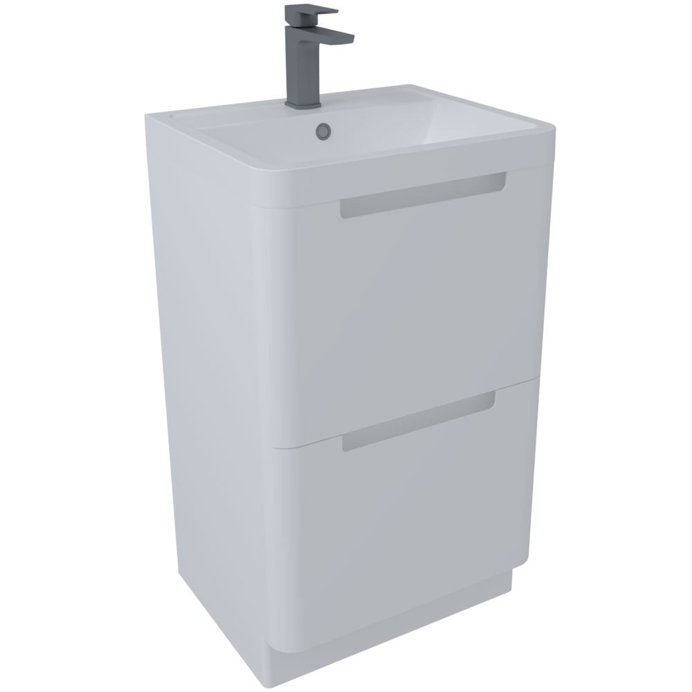 Astini Monza White Gloss Floor Standing 500mm Vanity & Basin