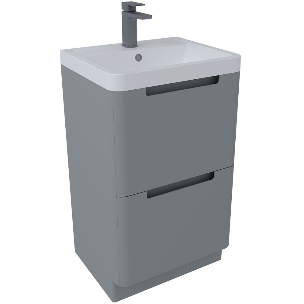 Astini Monza Tailored Grey Floor Standing 500mm Vanity & Basin