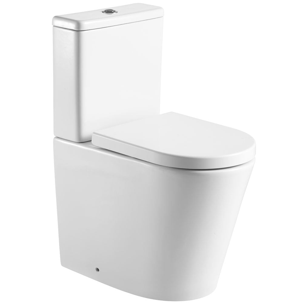 Astini Ferrara Rimless Close Coupled Toilet Pan, Soft Close Seat & Fittings
