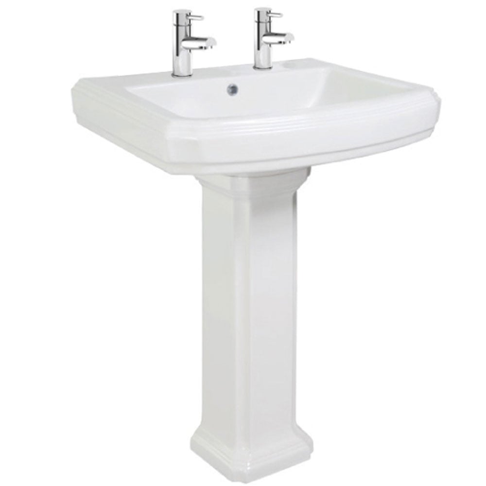 Astini Tenby Traditional Basin & Pedestal with 2 Tap Holes