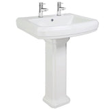 Astini Tenby Traditional Basin & Pedestal with 2 Tap Holes