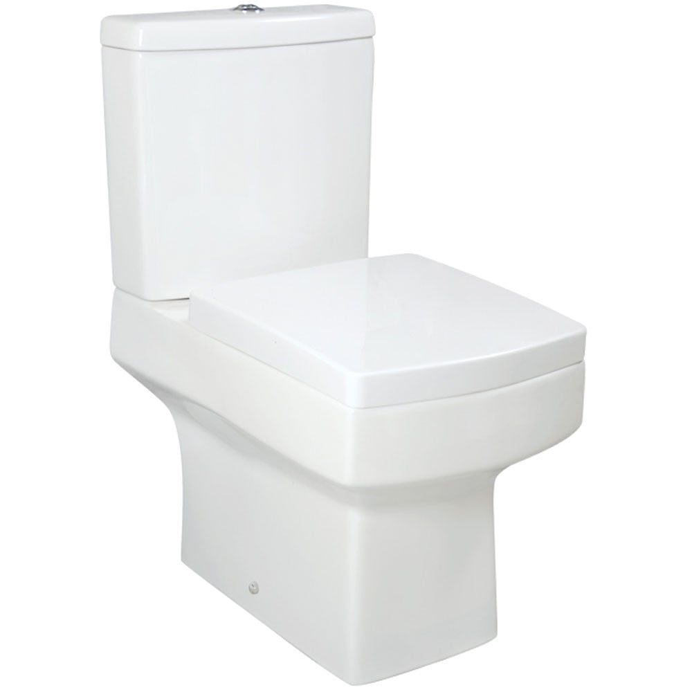 Astini Braga Square Close Coupled Toilet Pan, Cistern & Soft Close Seat