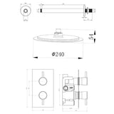 Astini Chrome Round Concealed Thermostatic Shower Valve, Head & Ceiling Arm TIS0009C