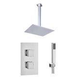 Astini Chrome Square Concealed Thermostatic Shower Valve, Head & Ceiling Arm TIS0010C