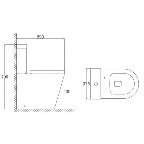 Astini Ferrara Rimless Close Coupled Toilet Pan, Soft Close Seat & Fittings