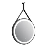 Astini Delilah Orca Black Round LED Touch Mirror, Hanging Hook & Loop 600mm