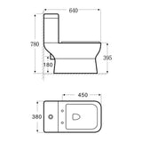 Astini Seina Square Close Coupled Toilet Pan, Soft Close Seat & Fittings