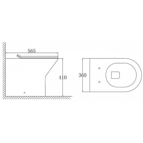 Astini Ferrara Rimless Back To Wall D-Shape Toilet Pan, Seat & Fittings
