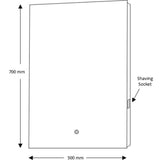 Astini Niall Touch Mirror with LED, Demist & Shaver Point 500x700mm