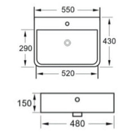 Astini Braga Semi Recessed Basin 550mm
