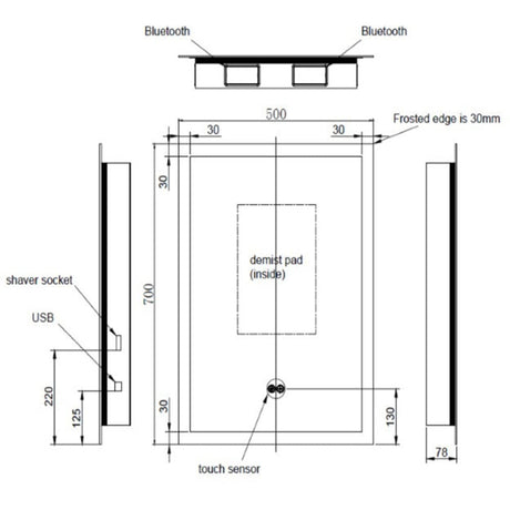 Astini Alfie Mirror with LED Edge 500x700mm