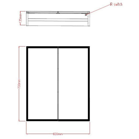 Astini Bethany Double Door LED Surround Mirror Cabinet 600x700mm