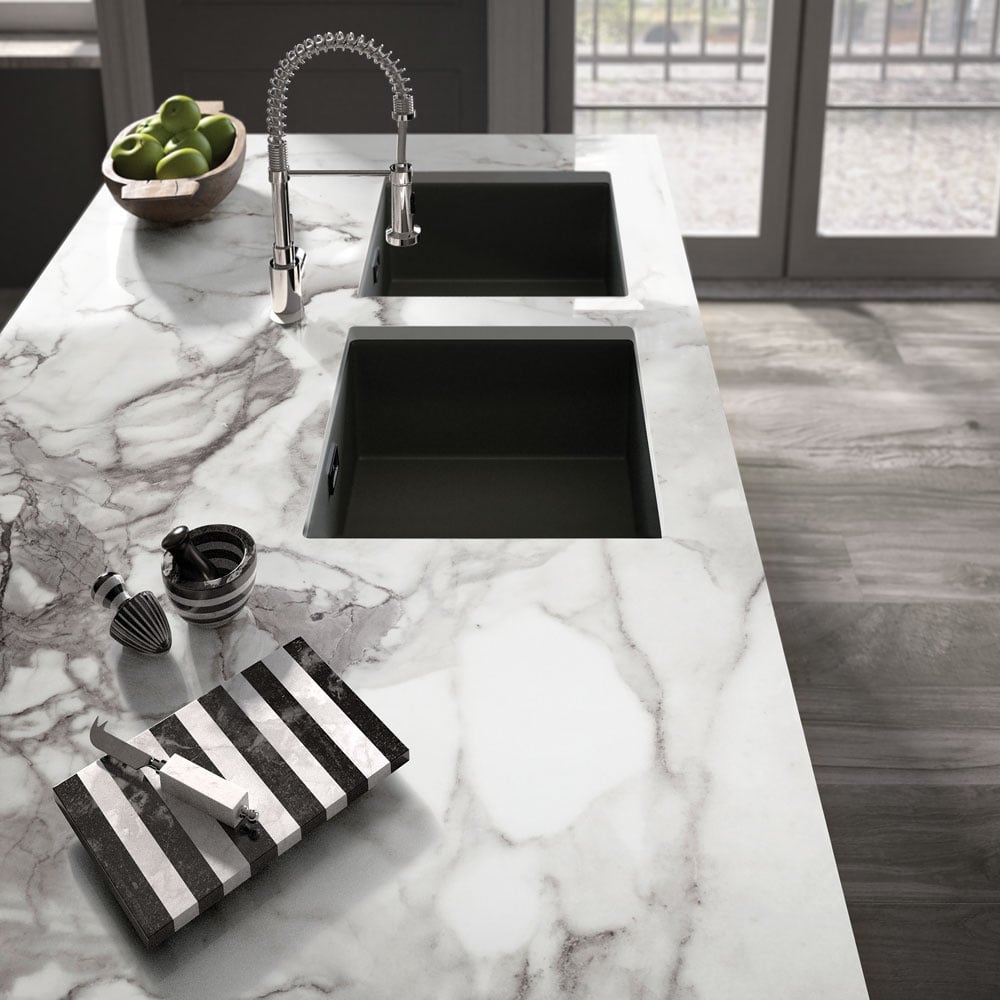 Astini Hampton 100 1.0 Bowl Matt Black Ceramic Undermount Kitchen Sink with Waste