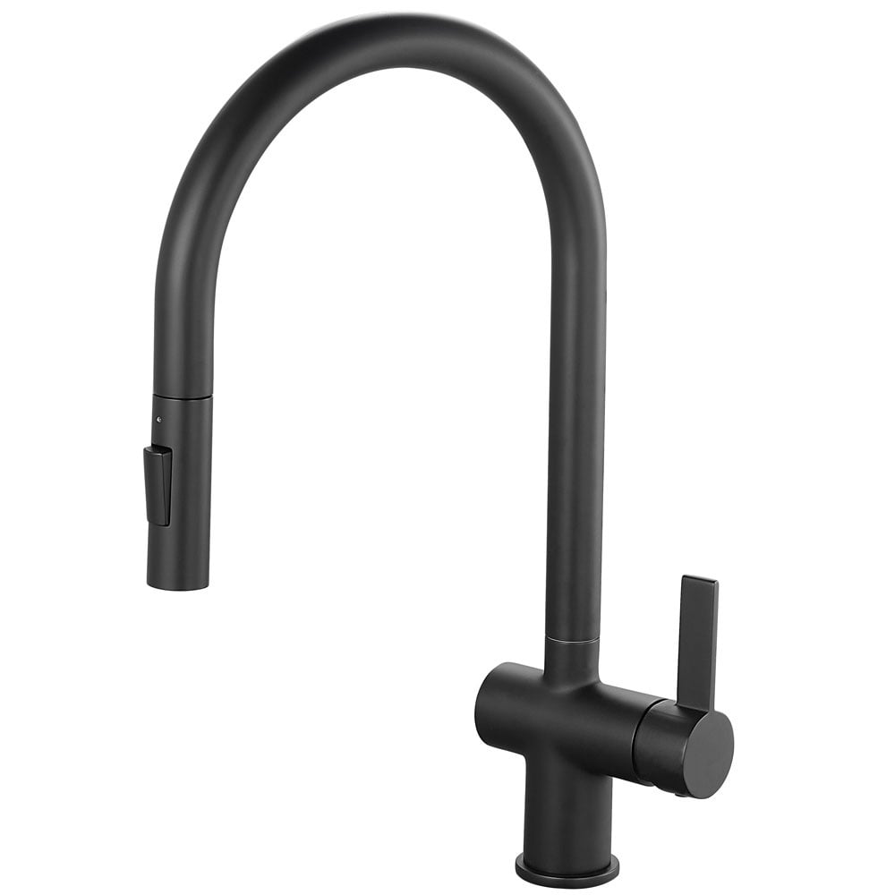 Astini Mayhill Single Lever Pull Out Kitchen Sink Mixer Tap with Brushed Brass Finish