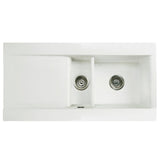 Astini Desire 150 1.5 Bowl Gloss White Ceramic Kitchen Sink, Waste & Traditional 25411CH Tap