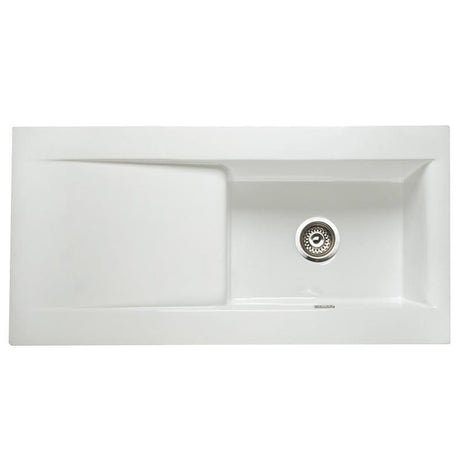 Astini Desire 100 1.0 Bowl Gloss White Ceramic Kitchen Sink, Waste & Traditional 25411CH Tap