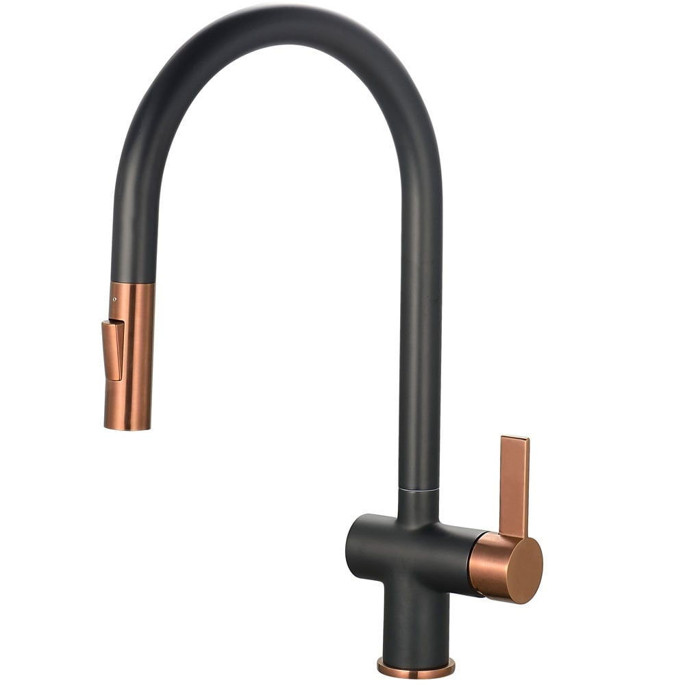 Astini Mayhill Single Lever Pull Out Kitchen Sink Mixer Tap with Brushed Brass Finish