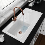 Astini Desire 100 1 Bowl White Ceramic Kitchen Sink with Waste & Colonial Tap