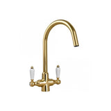 Astini Desire 1.5 Bowl White Ceramic Kitchen Sink with Waste and Colonial Tap