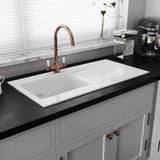 Astini Desire 100 1.0 Bowl Gloss White Ceramic Kitchen Sink with Waste Options