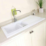Astini Desire 150 1.5 Bowl Gloss White Ceramic Kitchen Sink, Waste & 5E Tap