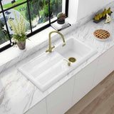 Astini Canterbury 100 1.0 Bowl Gloss White Ceramic Kitchen Sink with Waste Options