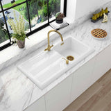 Astini Canterbury 100 1.0 Bowl Gloss White Ceramic Kitchen Sink with Waste Options