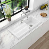 Astini Canterbury 100 1 Bowl Gloss White Ceramic Kitchen Sink & Colonial Tap