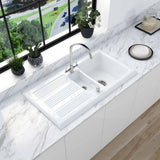 Astini Canterbury 150 1.5 Bowl Gloss White Ceramic Kitchen Sink & Colonial Tap