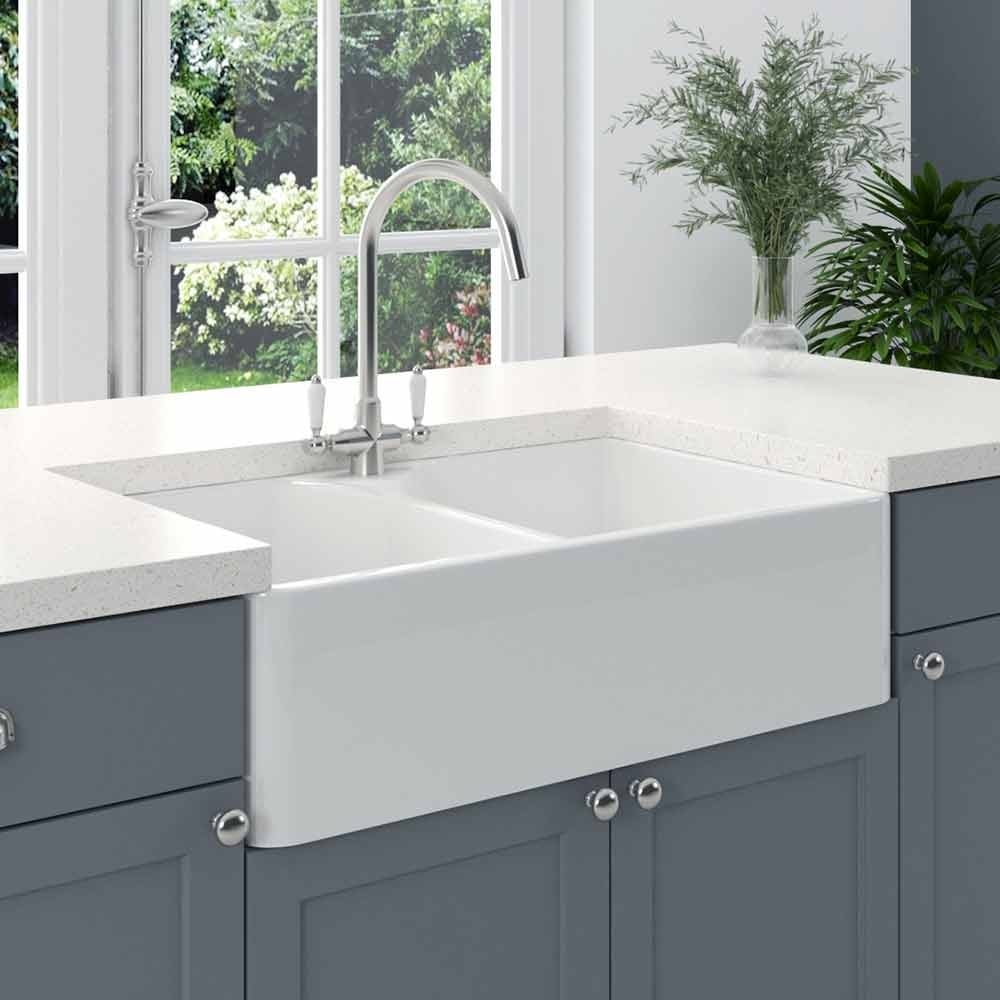 Astini Belfast 800 2.0 B Ceramic Kitchen Sink, Waste & Colonial 7018/CP/WL Tap