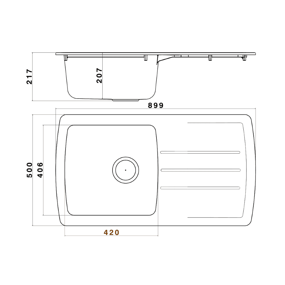 Astini Harrison 1.0 Bowl Composite Synthetic Kitchen Sink & Waste