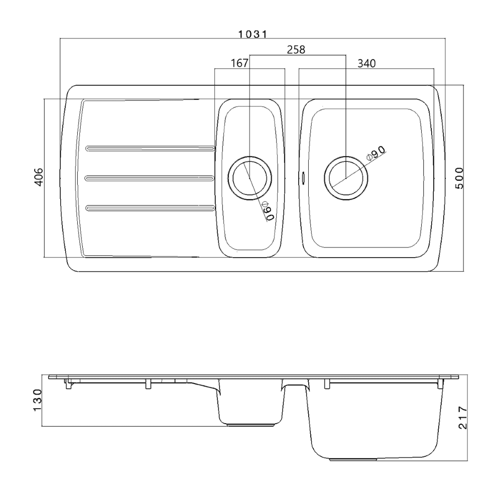 Astini Harrison 1.5 Bowl Composite Synthetic Kitchen Sink & Waste