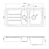 Astini Harrison 1.5 Bowl Composite Synthetic Kitchen Sink & Waste