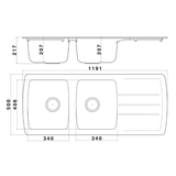 Astini Harrison 2.0 Bowl Grey Composite Synthetic Kitchen Sink & Waste