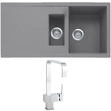 Astini Livio 1.5 Bowl Granite Grey Reversible Sink, Waste & Cosmo 5E Tap