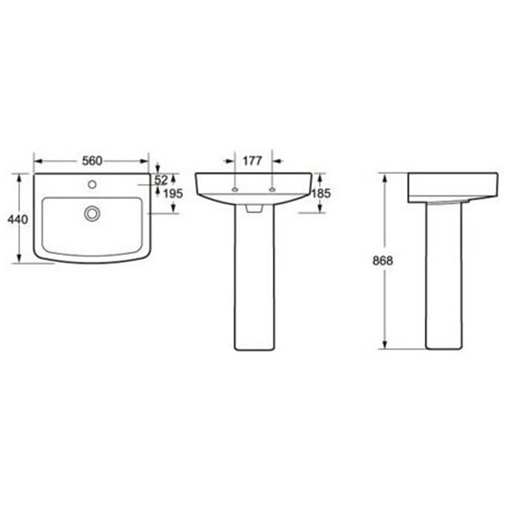 Astini Braga 560x440 1th Basin & Pedestal TIS6022