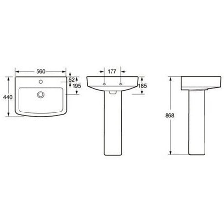 Astini Braga 560x440 1th Basin & Pedestal TIS6022