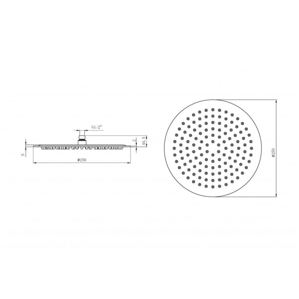 Astini Orca Black Round Shower Head 250mm