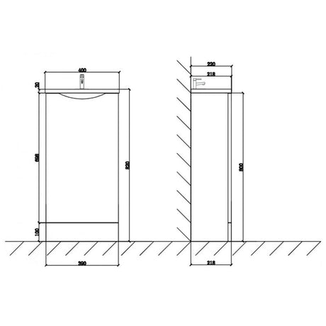 Astini Naples Smile White Floor Standing Cloakroom 400mm Vanity & Basin