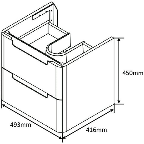 Astini Monza Shadow Grey Wall Hung 500mm Vanity & Basin
