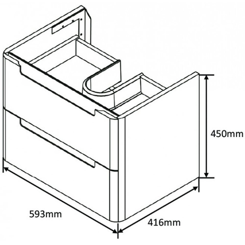 Astini Monza Shadow Grey Wall Hung 600mm Vanity & Basin