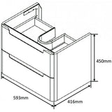 Astini Monza Shadow Grey Wall Hung 600mm Vanity & Basin