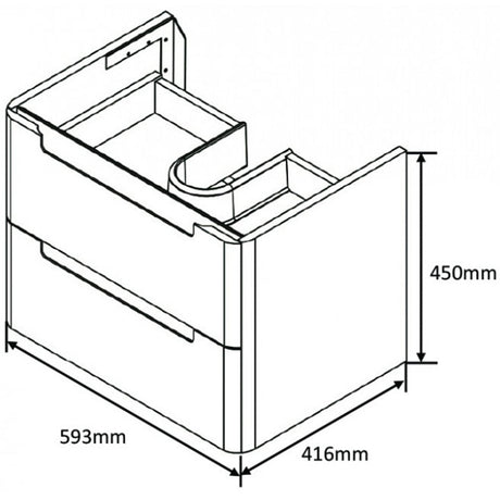 Astini Monza Shadow Grey Wall Hung 600mm Vanity & Basin